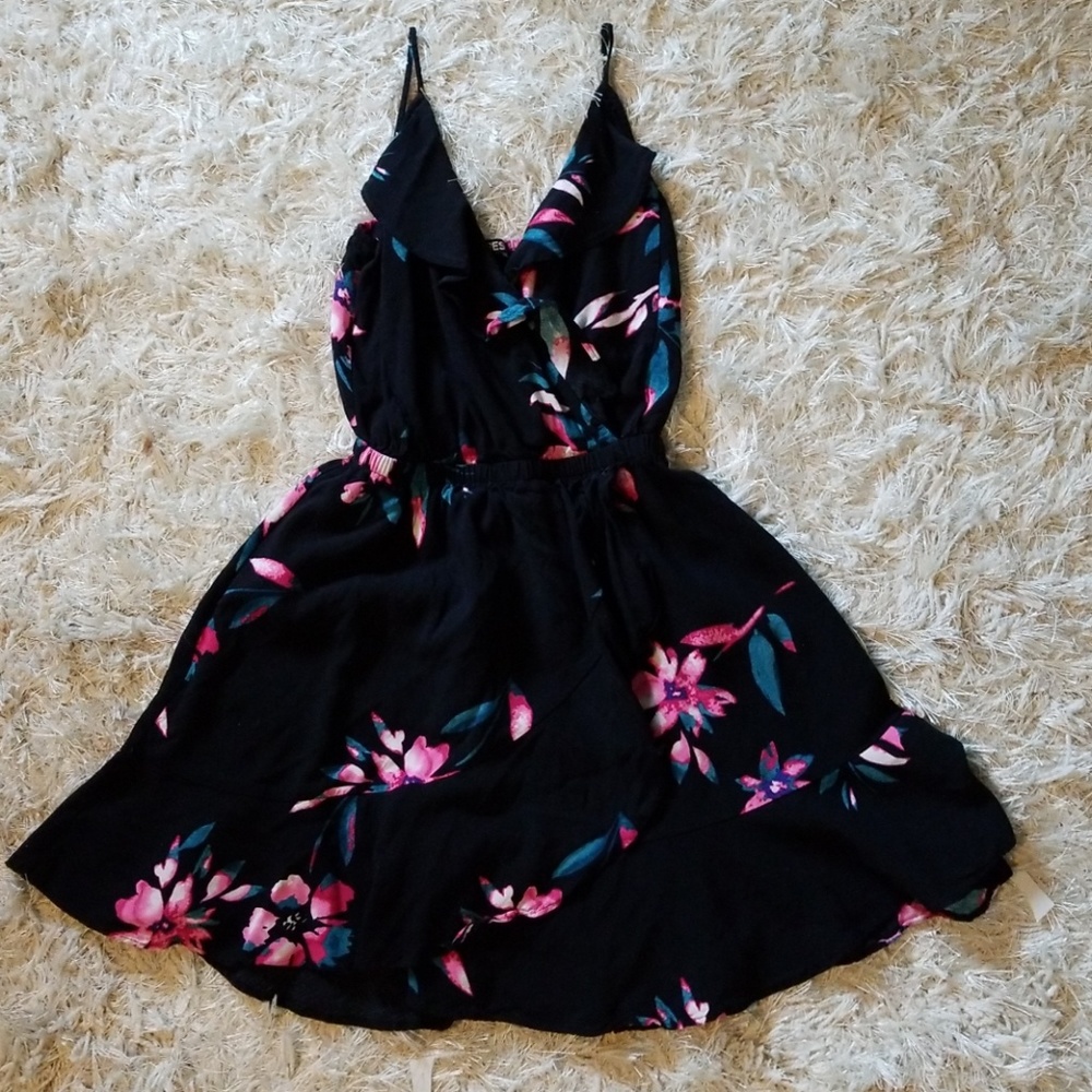 EXPRESS Black dress w/ pink flowers
